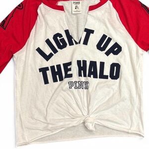 PINK Victoria's Secret Angels Red and White Baseball Tee Size Medium